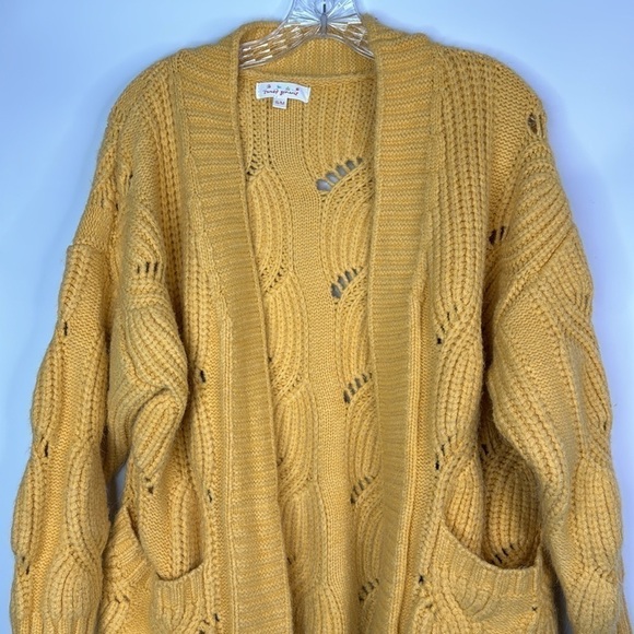Sweet Genesis Yellow Chunky Cardigan Sweater Size S/M - Picture 2 of 9